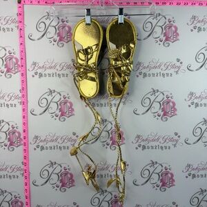 Metallic Gold Lace-Up Women's Sandals Halloween shiny